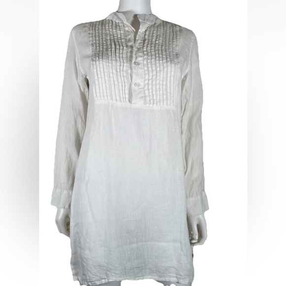 Pine Cone Hill Dress Womens White Fine Linen Coastal Tunic Size S/M Beach Boho - Picture 1 of 13